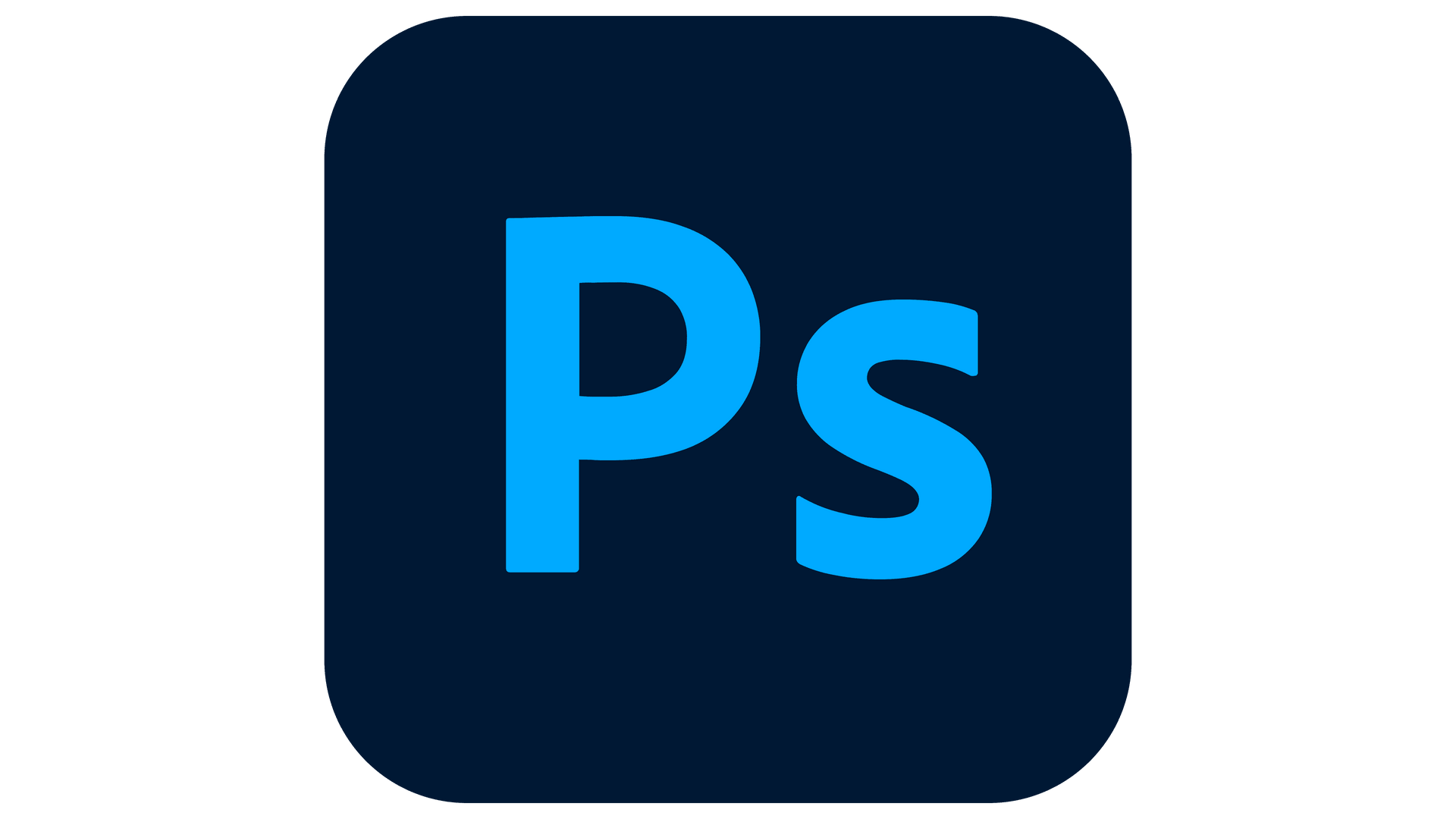 Adobe Photoshop “Ps” app icon in dark blue with bright blue letters