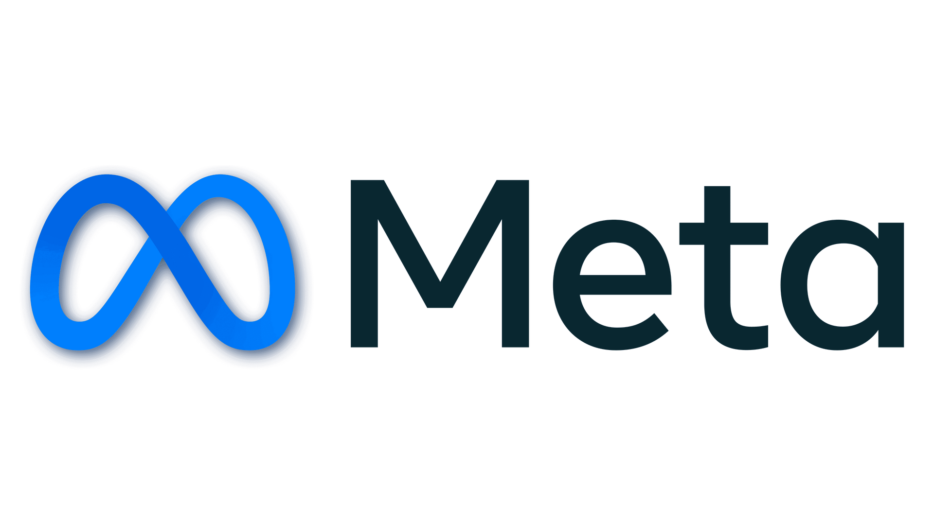 Meta logo in blue and black on a white background