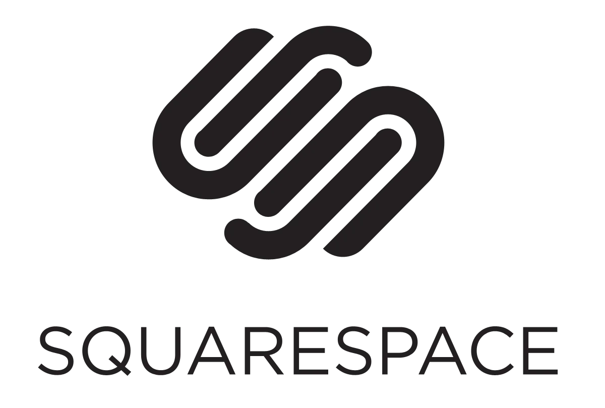 Squarespace logo with black interlocking S symbol and wordmark on white background