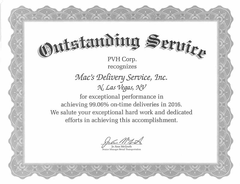 PVH Awards—Freight Services in Las Vegas, NV