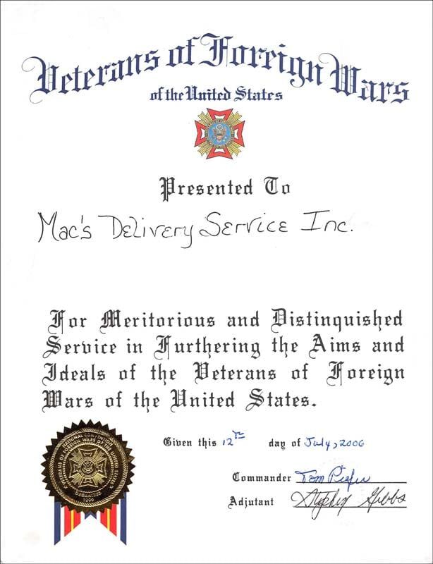 Veterans of Foreign Wars—Freight Services in Las Vegas, NV