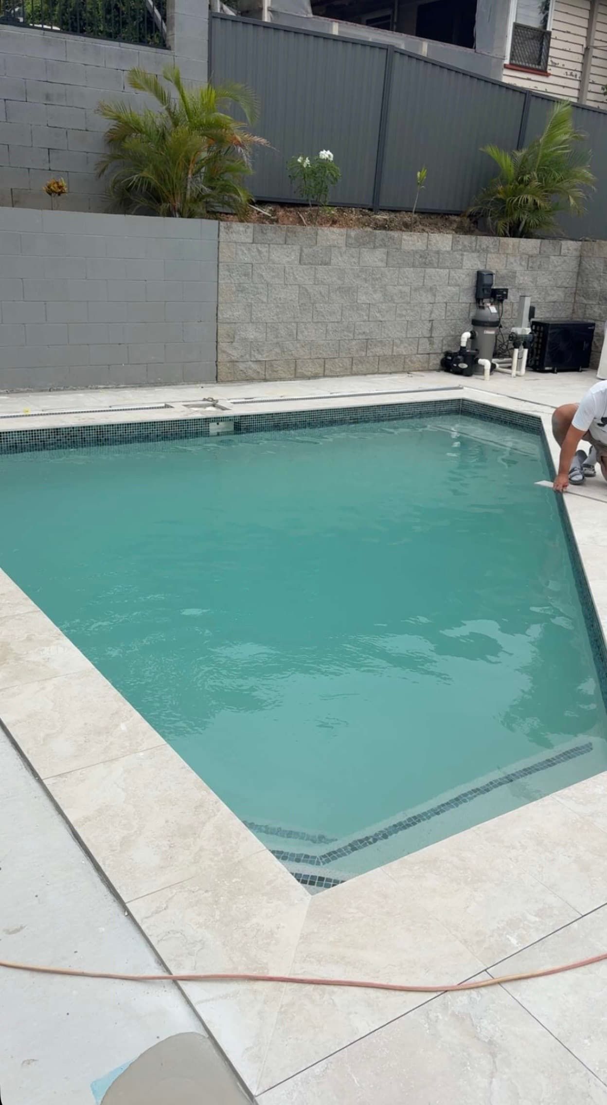 A concrete swimming pool on the gold coast being renovated
