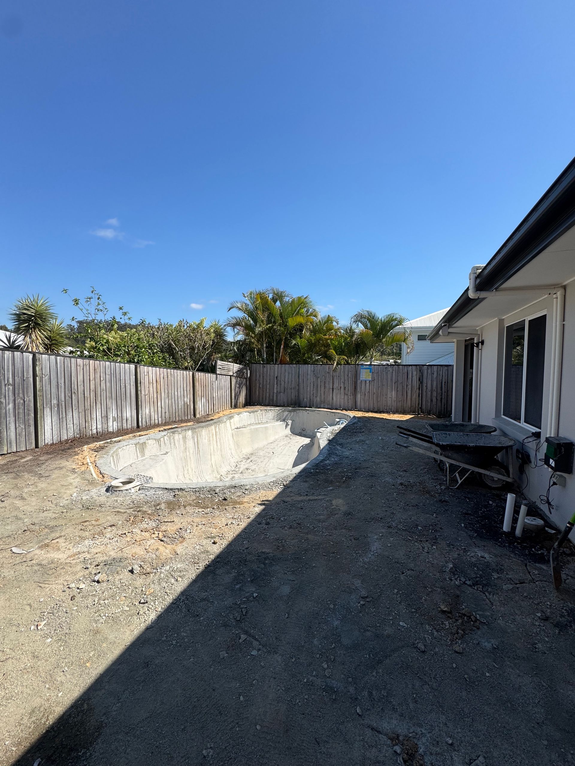 A gold coast swimming pool being built