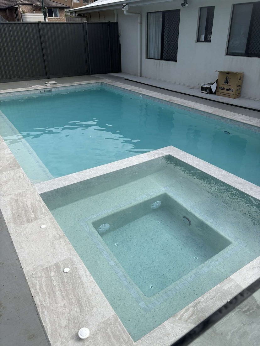 A renovated concrete pool