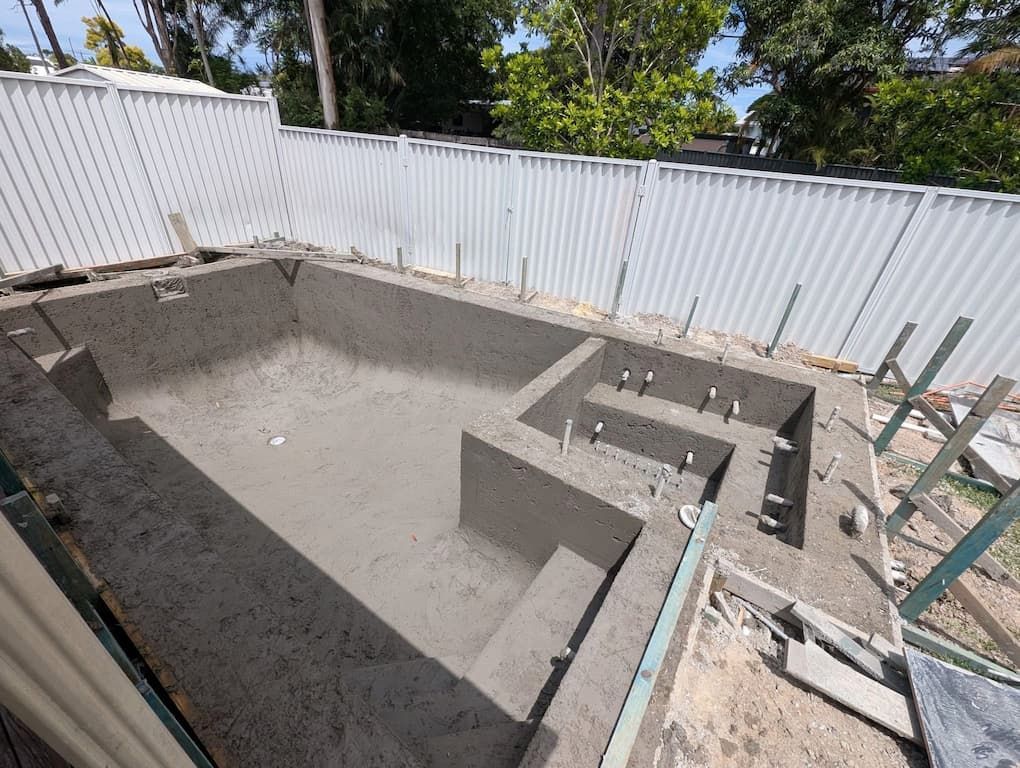 A custom concrete swimming pool on the gold coast during the build stage