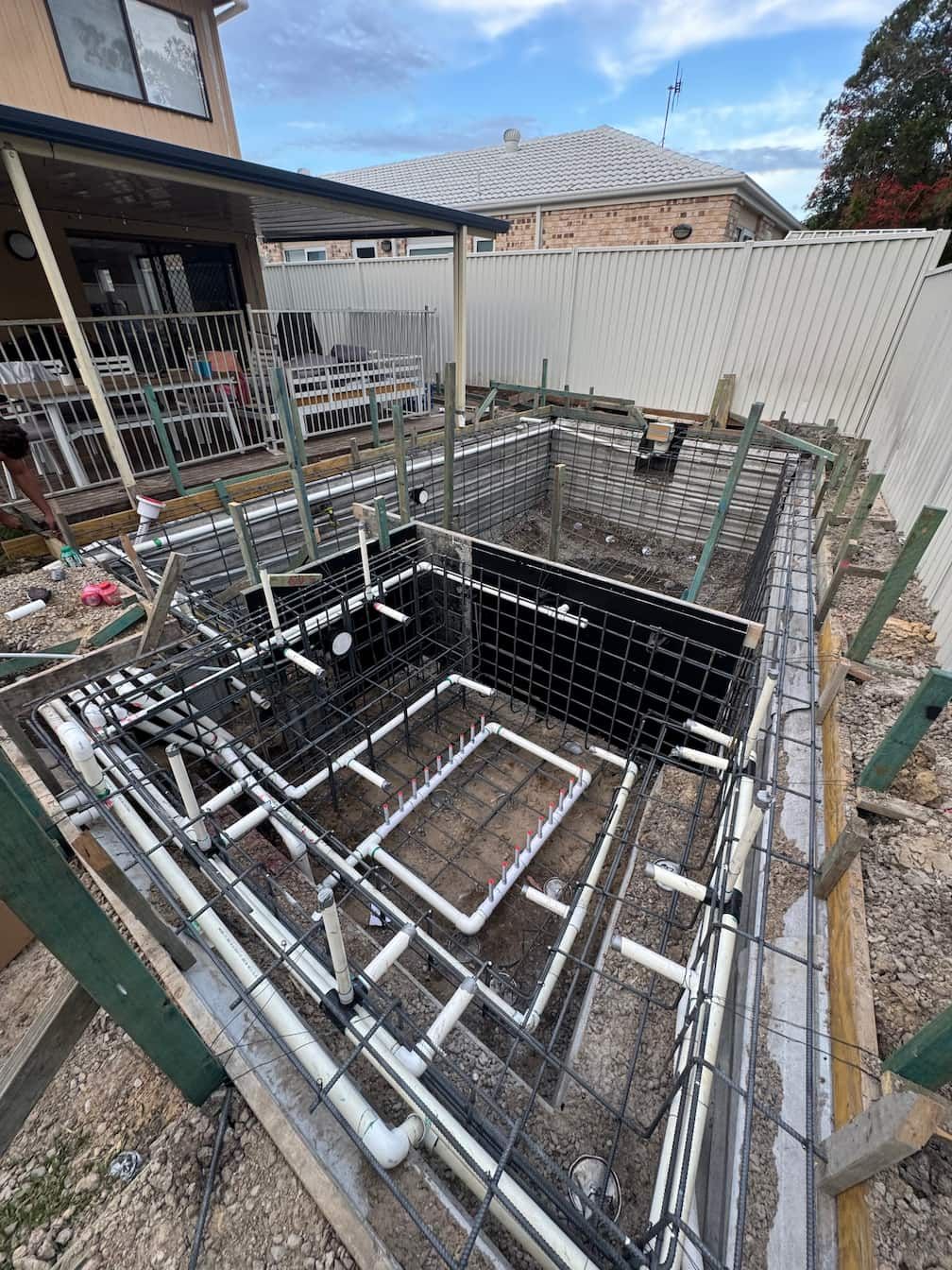 A custom concrete swimming pool