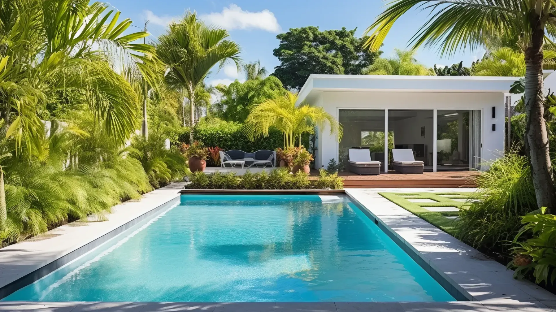 A custom concrete swimming pool