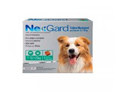 Una caja de Nexgard para perros con una imagen de un perro.
