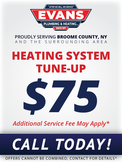 Evans plumbing and heating is offering a heating system tune-up for $ 75
