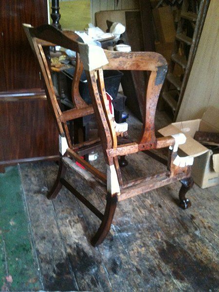 A chair's leg under repair