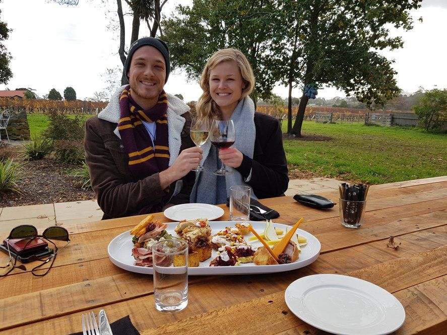 couple eating outside