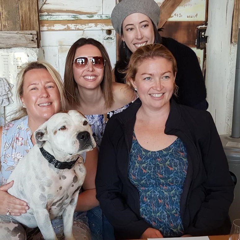 4 woman holding dog