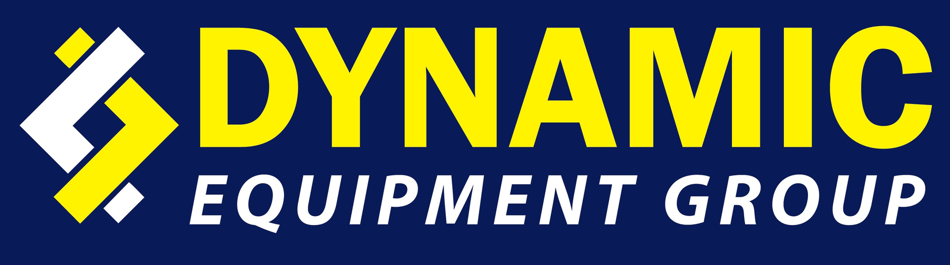 A dynamic equipment group logo on a blue background