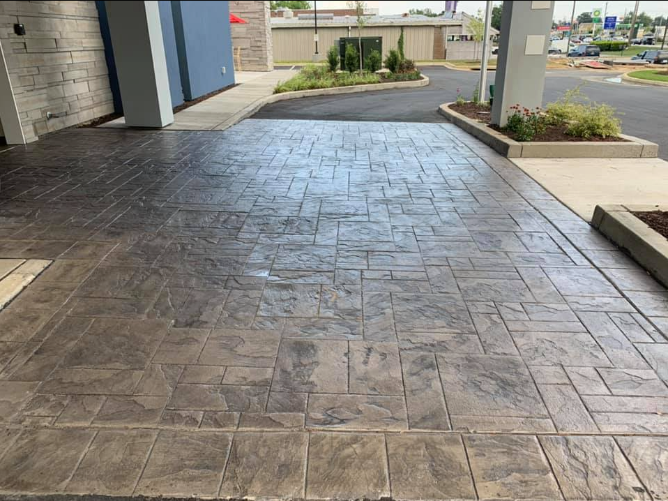 commercial stamped concrete installation in North Charleston South Carolina