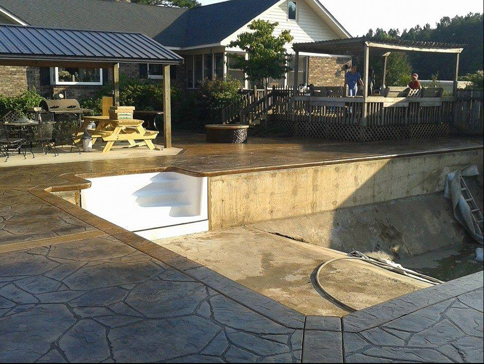 Stamped concrete pool deck installation in Summerville SC