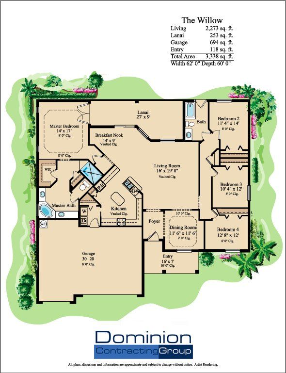 Home Floor — The Willow Floor Plan in Naples, FL