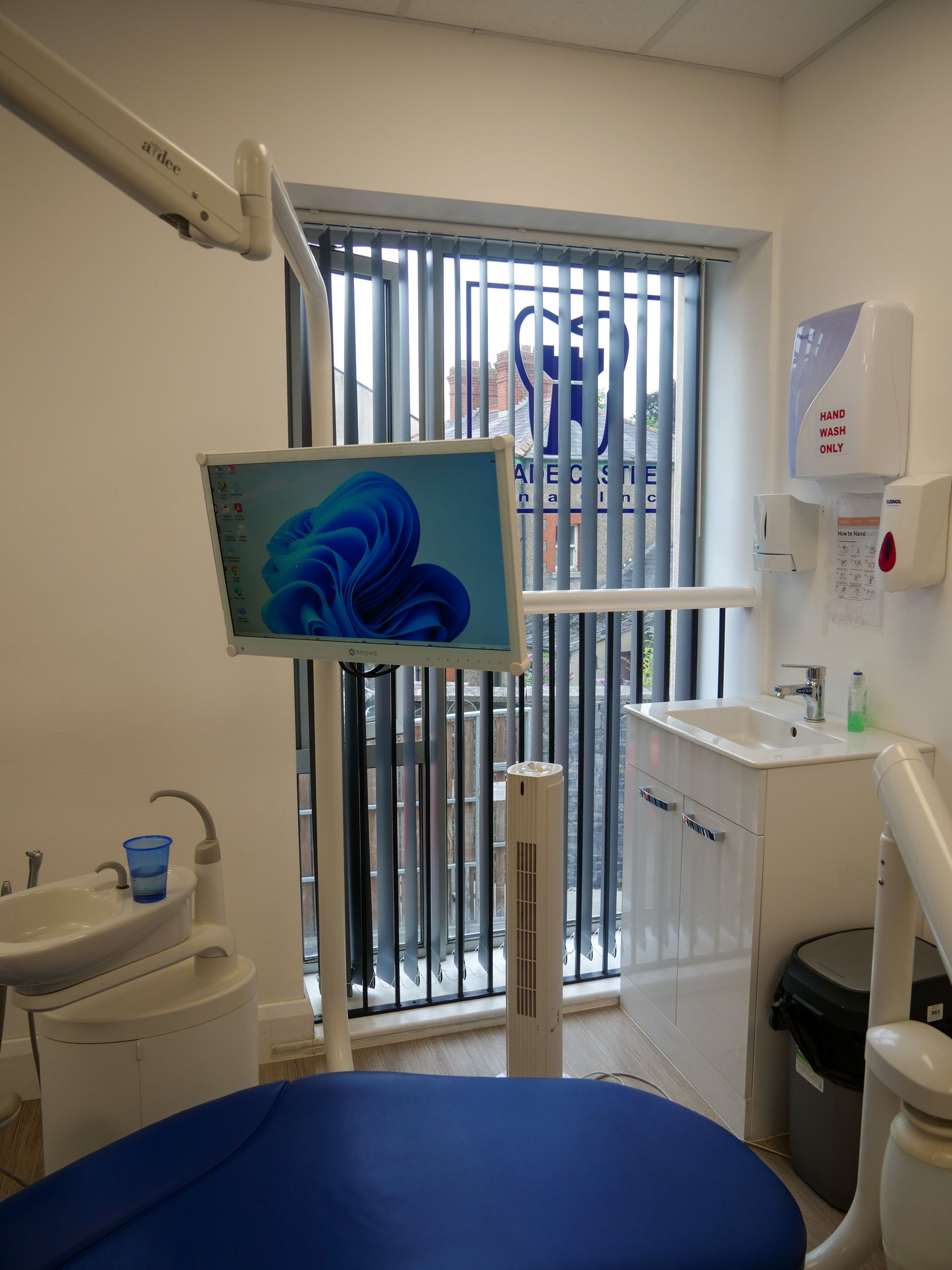 Dental chair setup with tools at Slade Castle Dental, Saggart