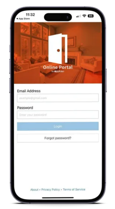 iPhone displaying Online Portal