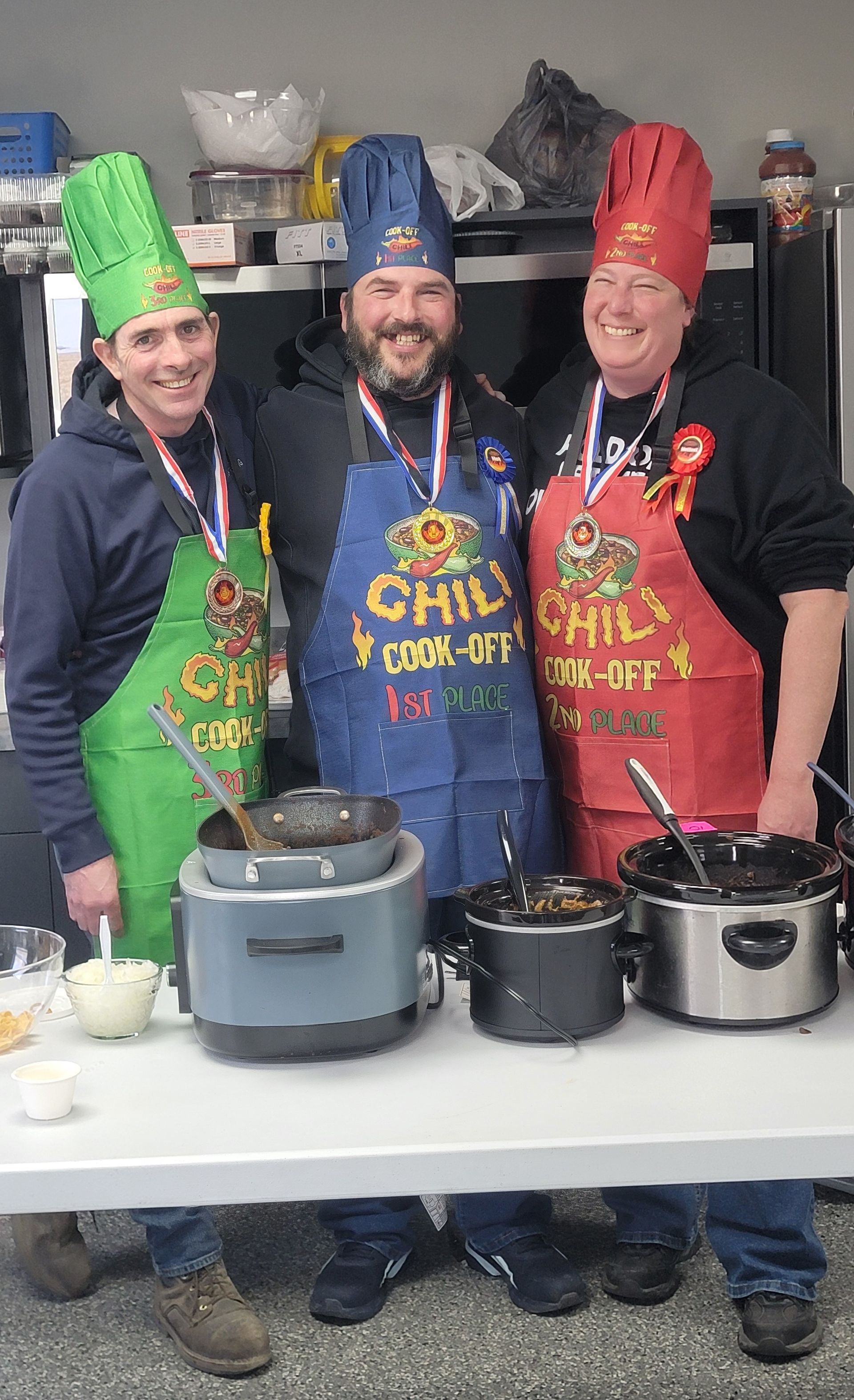Chilli Cook off winners Tom, Jason, Elizabeth