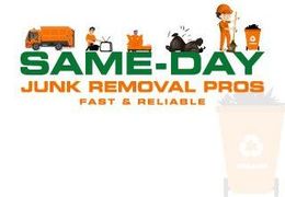 A logo for same day junk removal pros fast and reliable