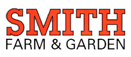 Smith Farm & Garden logo in orange text over black text.