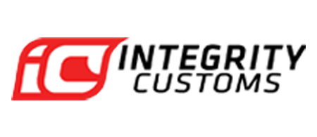 Logo for Integrity Customs, featuring a red "IC" symbol and the words "INTEGRITY CUSTOMS" in black.