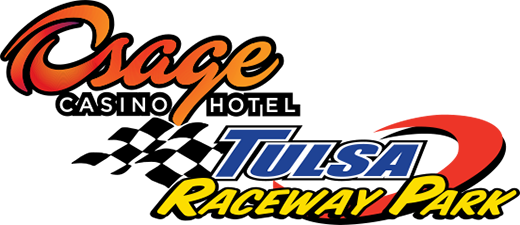Osage Casino Hotel and Tulsa Raceway Park logo. Orange, blue, yellow, and black colors.