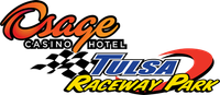 Osage Casino Hotel and Tulsa Raceway Park logo. Orange, blue, yellow, and black colors.