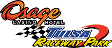 Osage Casino Hotel and Tulsa Raceway Park logo. Orange, blue, yellow, and black colors.