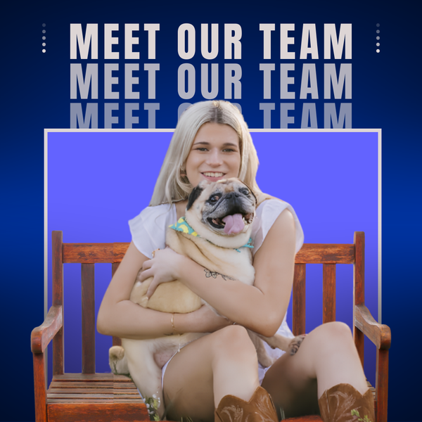 Blonde woman holding pug on Midwest Dog Center