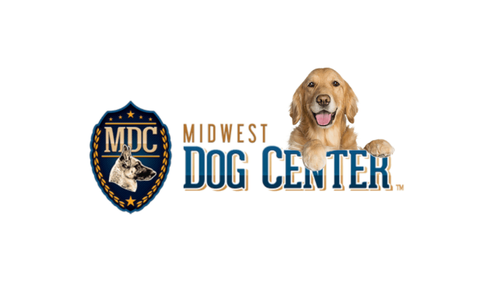 The logo for the midwest dog center shows a dog and a cat.