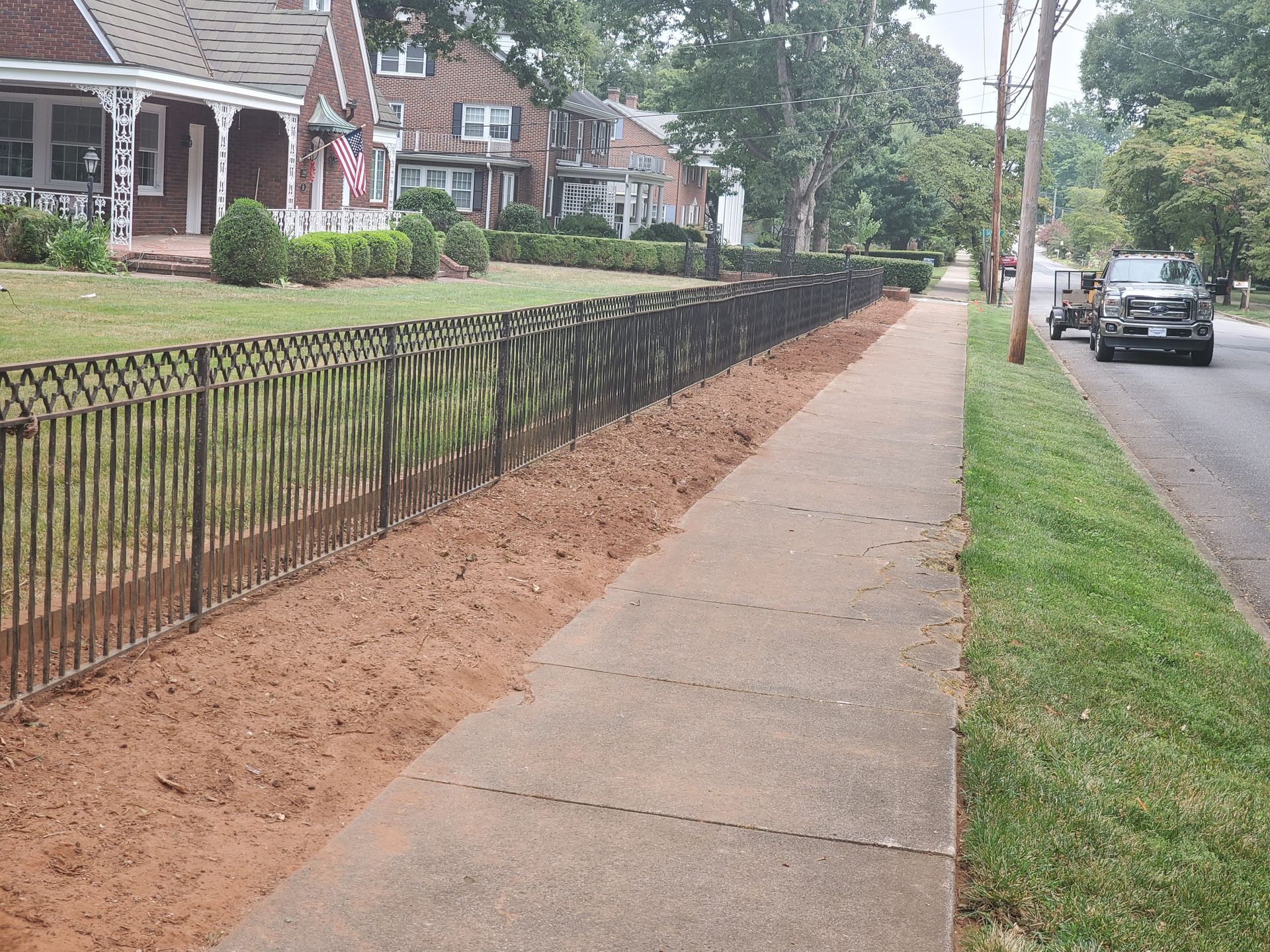 After stump grinding the small stumps that were next to a fence and sidewalk.