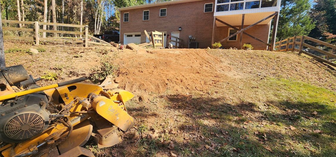 After grinding and removal of storm damaged tree stump.