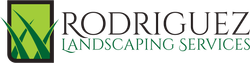 Rodriguez Landscaping Services logo with green grass design and black text