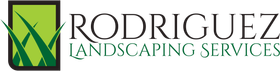 Rodriguez Landscaping Services logo with green grass graphic and gray text