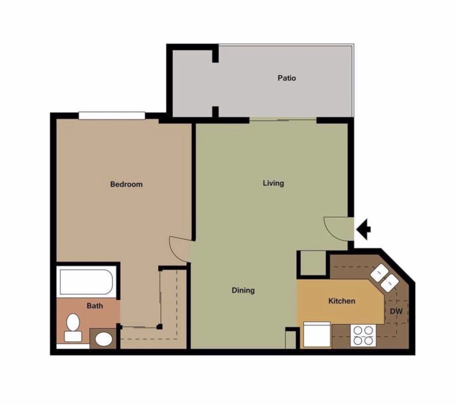 1 Bed 1 Bath Floorplan | Amberway Apartment Homes