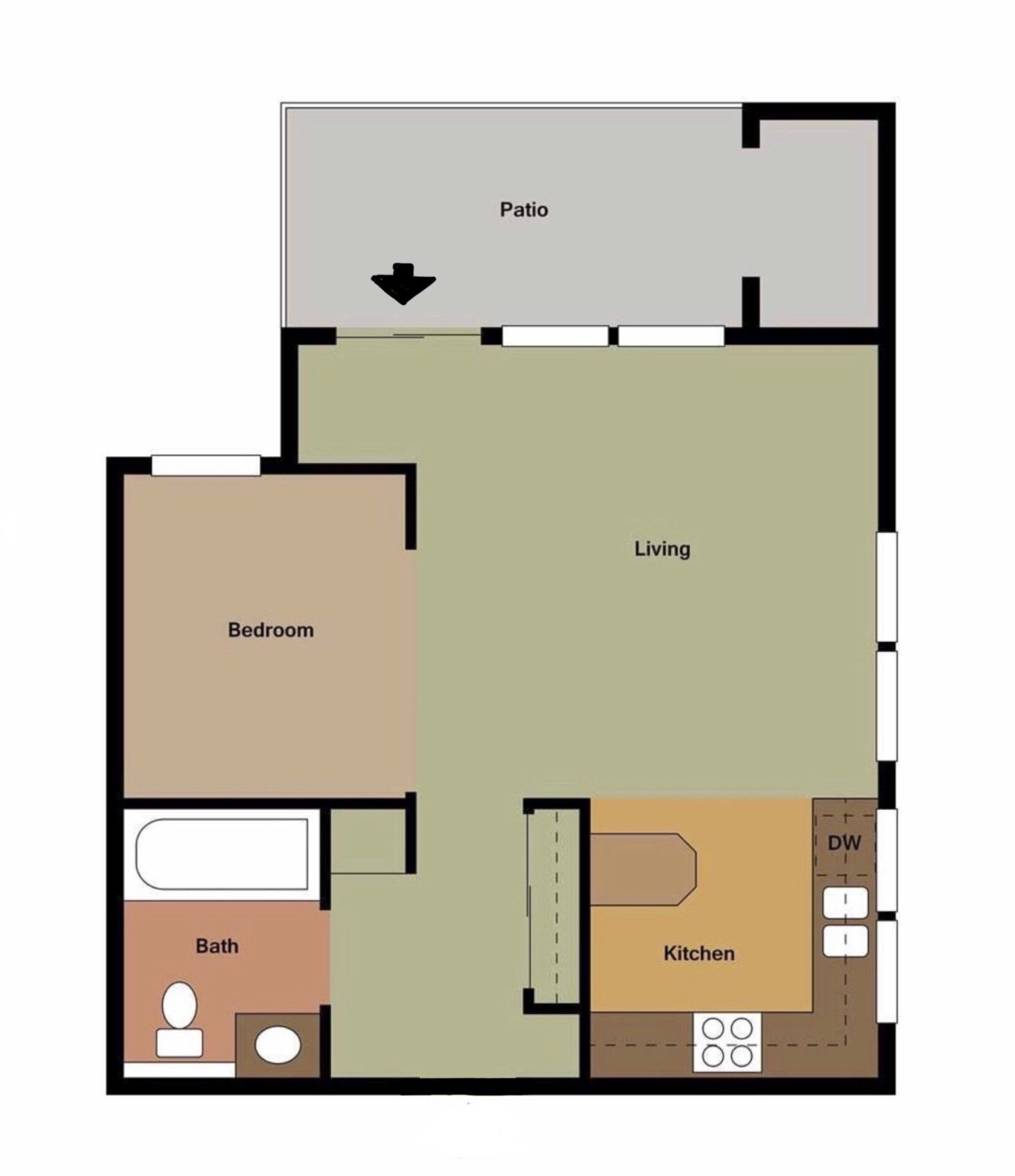 Studio Floorplan | Amberway Apartment Homes
