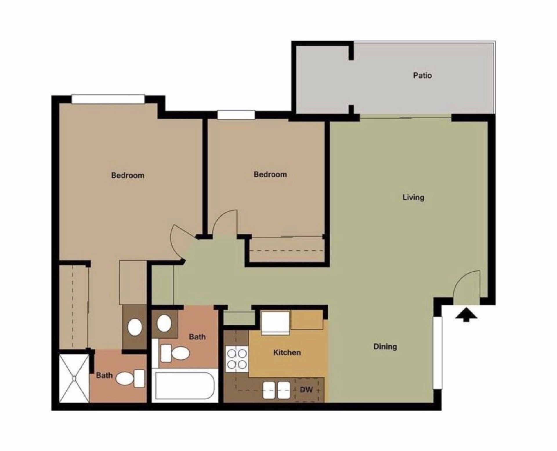 2 Bed 2 Bath Floorplan | Amberway Apartment Homes