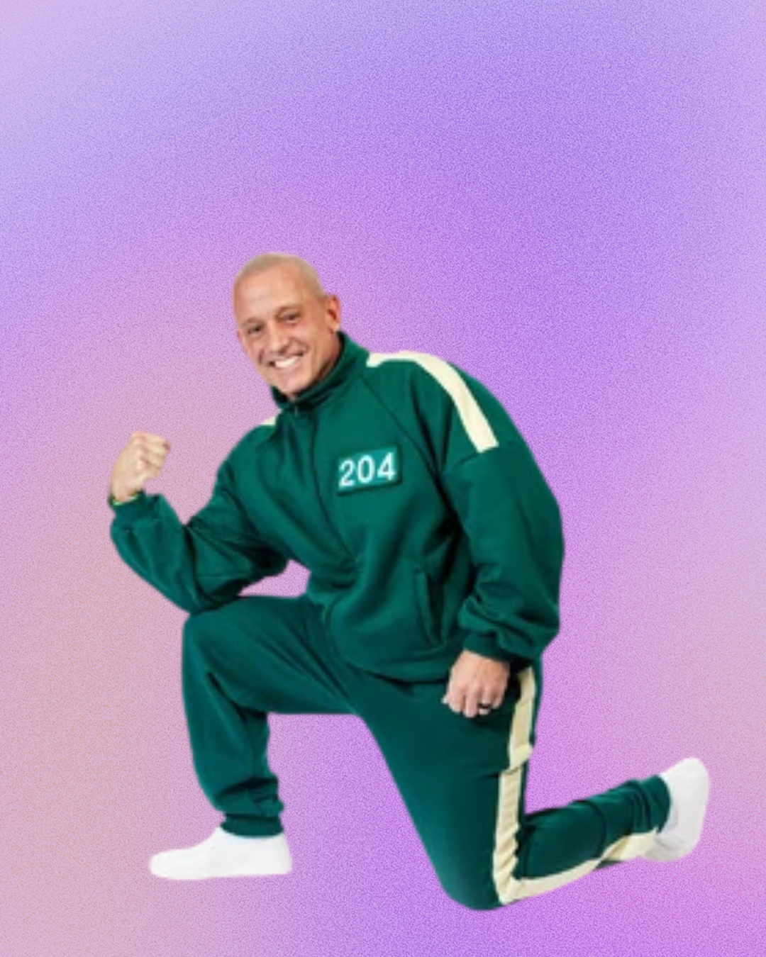 A man in a green jacket with the number 204 on it