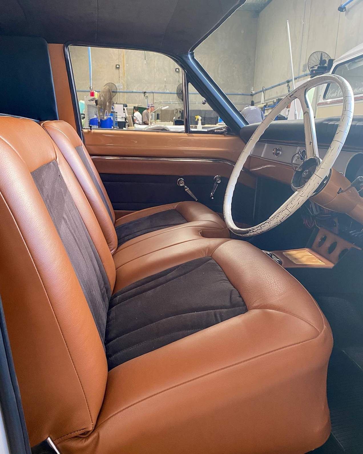 Interior of a Vintage Car Featuring Brown Leather Seats — McCormick Upholstery In Coolum Beach, QLD