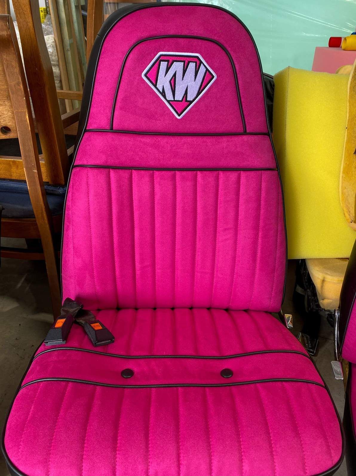 Pink Upholstered Seat With Black Piping — McCormick Upholstery In Coolum Beach, QLD