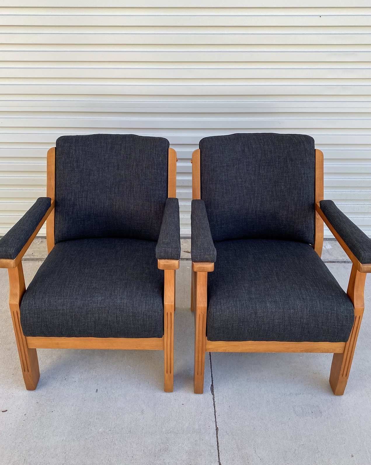 Two Mid-century Modern Armchairs With Wooden Frames — McCormick Upholstery In Coolum Beach, QLD