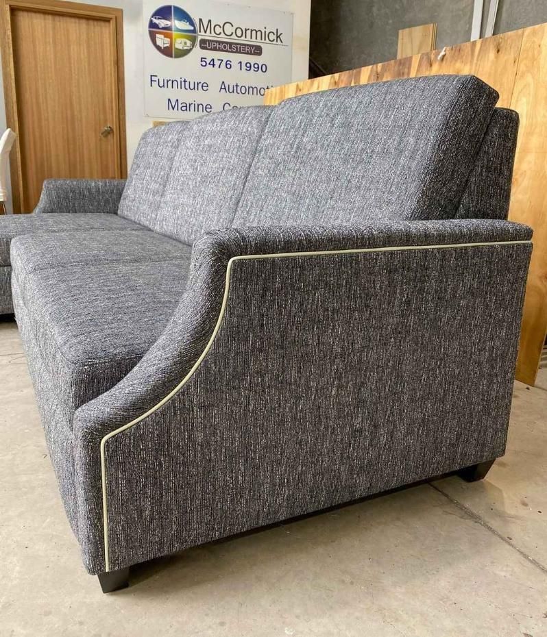 Grey sitting couch  — McCormick Upholstery In Coolum Beach, QLD