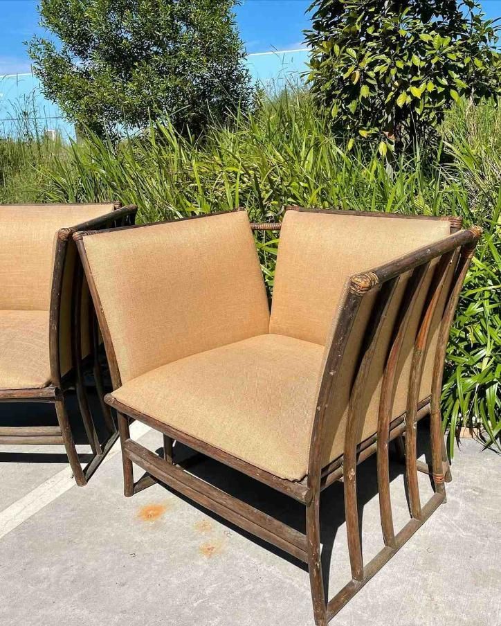Three Outdoor Chairs With Tan Cushions — McCormick Upholstery In Coolum Beach, QLD