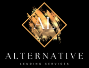 Logo for Alternative Lending Services: gold square with "AL" over gold brushstrokes, "ALTERNATIVE LENDING SERVICES" below.