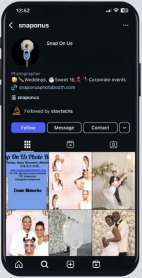 Smartphone showing Instagram profile 