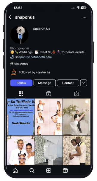 Smartphone showing Instagram profile 