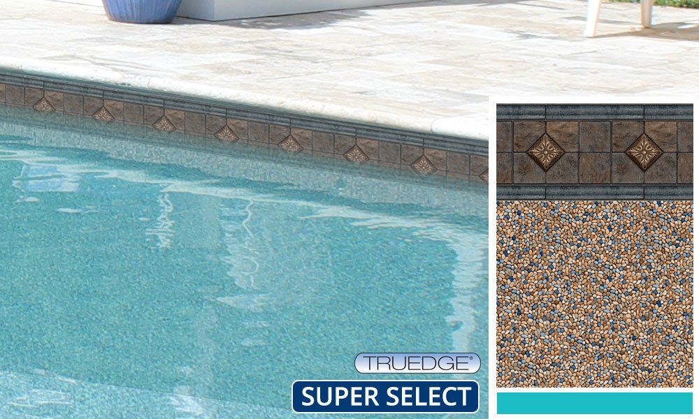 Sand and light blue colored pool tiles