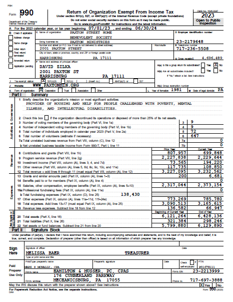 Financial Report - Paxton Ministries - 990