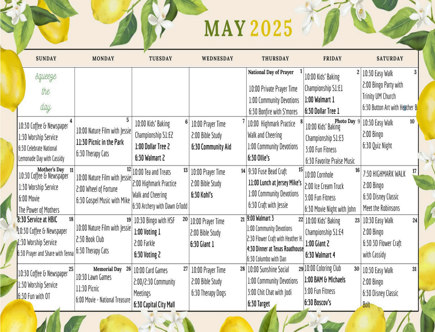May Calendar - 2025 - Paxton Ministries